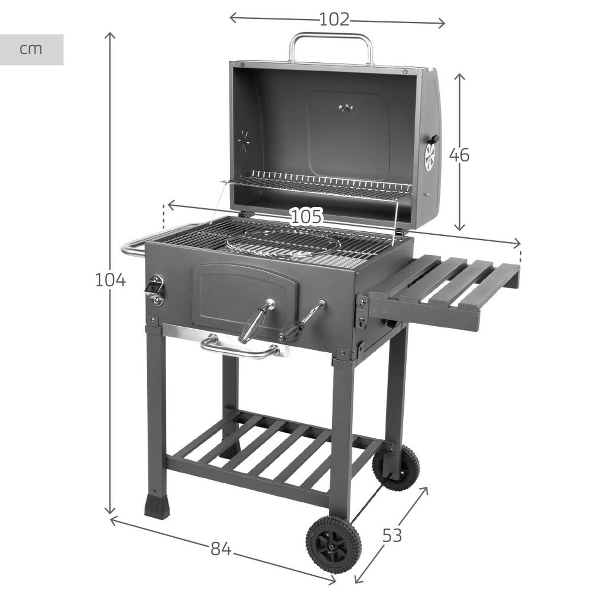 Barbeque Grill Plechový Aktive Kov Ocel 102 x 104 x 65 cm
